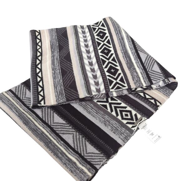 Smartwool Merino Wool Scarf Black Gray White Nordic Fair Isle Thick Warm Winter - Picture 1 of 6